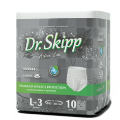 Трусы-подгузники для взрослых Dr. Skipp Active Line размер L-3 100-140 см 10 шт. Dr.Skipp
