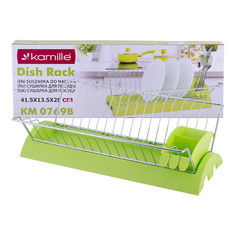 Сушилка для посуды 41,5*26*11,5 см из хромированной стали с поддоном (зеленый) Kamille