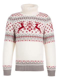 Свитер детский Scandica, 204-1-964-91-TG, белый/темно-красный, 134-140