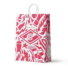 Пакет бумажный "Легендарный стиль" большой, красный, 32х42х15см Spartak