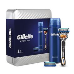 Подарочный набор Gillette Proglide бритва с 2 кассетами + гель для бритья в металл.коробке