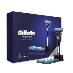 Подарочный набор мужской Gillette Proglide бритва Chrome с 1 кассетой + 4 касс.+подставка