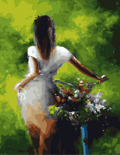 Картина по номерам ВанГогВоМне ZX 20518 Девушка с букетом 40х50 см