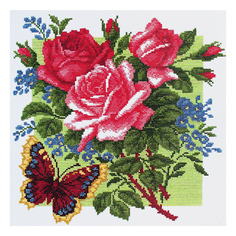 Набор для вышивания крестом "Розы с бабочкой", 50х50 см, арт. 862 РС Студия