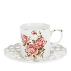 Кофейный набор Best Home Porcelain, Рубиновые розы, 12 предметов