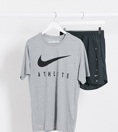 Серая футболка Nike Training Tall Athlete-Черный