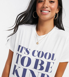 Белая футболка с принтом "cool to be kind" ASOS DESIGN Petite-Белый