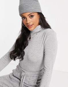 Серое классическое боди с воротом-трубой и длинными рукавами Missguided-Серый