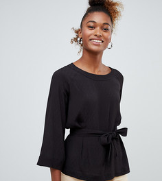 Черная блузка с завязкой на талии Monki-Черный