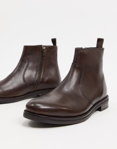 Коричневые кожаные ботинки челси ASOS DESIGN-Коричневый цвет