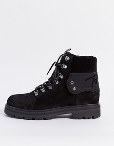 Черные замшевые ботинки на шнуровке со светоотражающей вставкой Tommy Jeans-Черный