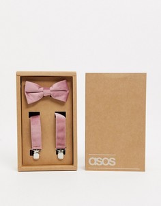 Светло-розовые бархатные подтяжки ASOS DESIGN-Розовый