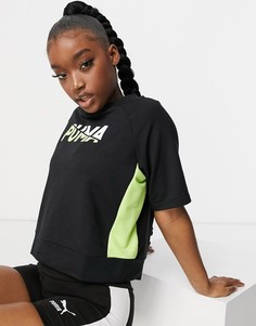 Черная укороченная футболка Puma-Черный