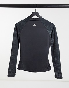 Черный спортивный топ с высоким воротником adidas Training