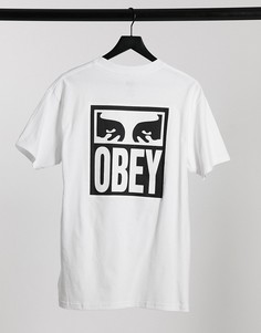 Белая футболка с принтом на спине Obey Eyes-Белый