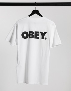 Белая футболка с крупным логотипом на спине Obey-Белый
