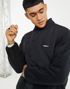 Черная куртка на кнопках с флисовыми вставками Obey Commando-Черный