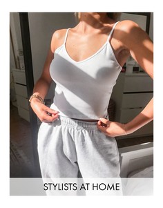 Белый укороченный топ-майка из органического хлопка Monki Tricia