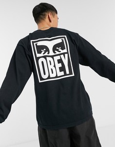 Черный лонгслив Obey eyes icon