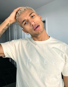 Бежевая футболка с логотипом на груди Obey-Бежевый