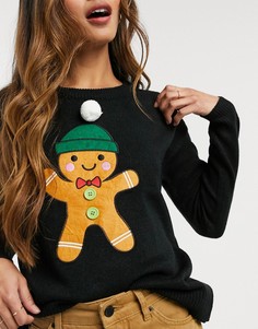 Джемпер с новогодней отделкой Brave Soul-Черный