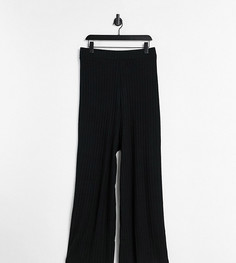 Черные широкие трикотажные брюки Loungeable Curve (от комплекта)-Черный