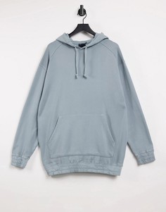 Голубой выбеленный oversized-худи ASOS DESIGN-Серый