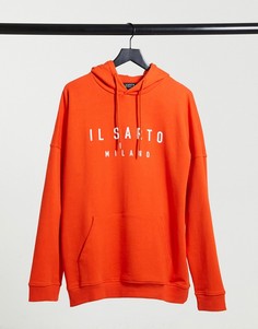 Худи в стиле oversized кирпичного оттенка Il Sarto-Красный