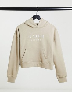 Бежевый укороченный спортивный худи Il Sarto