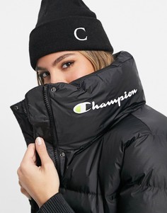 Короткая куртка черного цвета с логотипом Champion-Черный