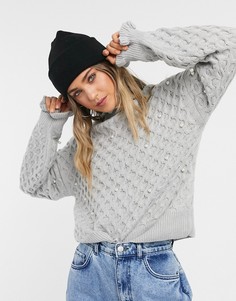 Серый джемпер с высоким воротом и декоративной отделкой ASOS DESIGN