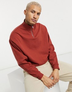 Красный oversized-свитшот с короткой молнией ASOS DESIGN-Коричневый