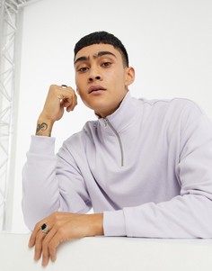 Фиолетовый oversized-свитшот с короткой молнией ASOS DESIGN