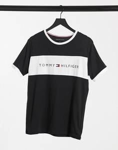 Черная футболка для дома с вставкой с логотипом на груди Tommy Hilfiger-Черный