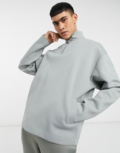 Серый oversized-свитшот из плотного двойного трикотажа с короткой молнией от комплекта ASOS DESIGN
