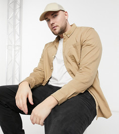 Джинсовая рубашка зауженного кроя светло-бежевого цвета ASOS DESIGN Plus-Бежевый