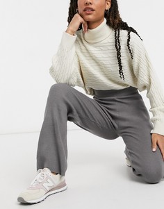 Серые трикотажные брюки с широкими штанинами от комплекта New Look-Серый