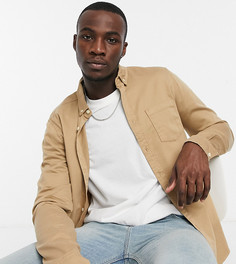 Светло-бежевая джинсовая рубашка узкого кроя ASOS DESIGN Tall-Бежевый