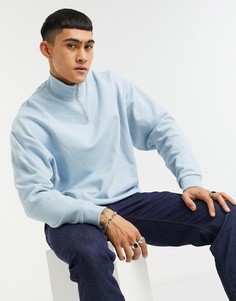 Голубой oversize-свитшот с короткой молнией ASOS DESIGN