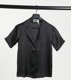 Черная атласная рубашка с короткими рукавами Reclaimed Vintage Inspired-Черный
