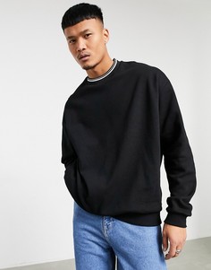 Черный oversized-свитшот с окантовкой ASOS DESIGN
