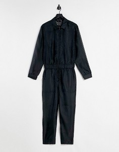 Черный полупрозрачный комбинезон ASOS DESIGN