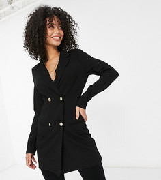 Двубортный трикотажный блейзер черного цвета ASOS DESIGN Tall-Черный