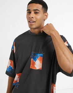 Черная футболка в стиле oversized с высоким воротником из органического хлопка ASOS DESIGN-Черный