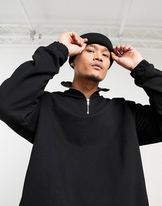 Черный oversized-свитшот на короткой молнии ASOS DESIGN