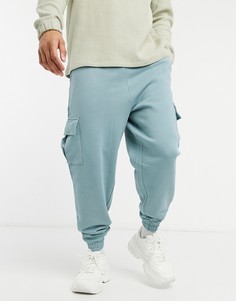Серо-голубые oversized-джоггеры с карманами карго ASOS DESIGN-Серый