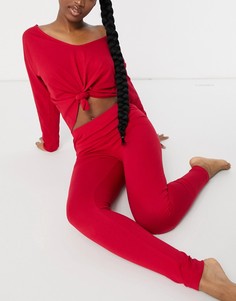 Красные комбинируемые пижамные леггинсы ASOS DESIGN-Красный