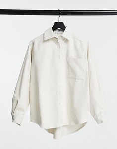 Вельветовая oversized-рубашка кремового цвета Sixth June-Кремовый