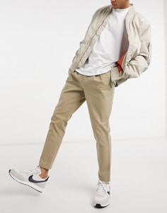 Бежевые зауженные брюки-чинос ASOS DESIGN-Бежевый