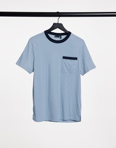 Светло-синяя меланжевая футболка с темно-синей контрастной окантовкой ASOS DESIGN-Многоцветный